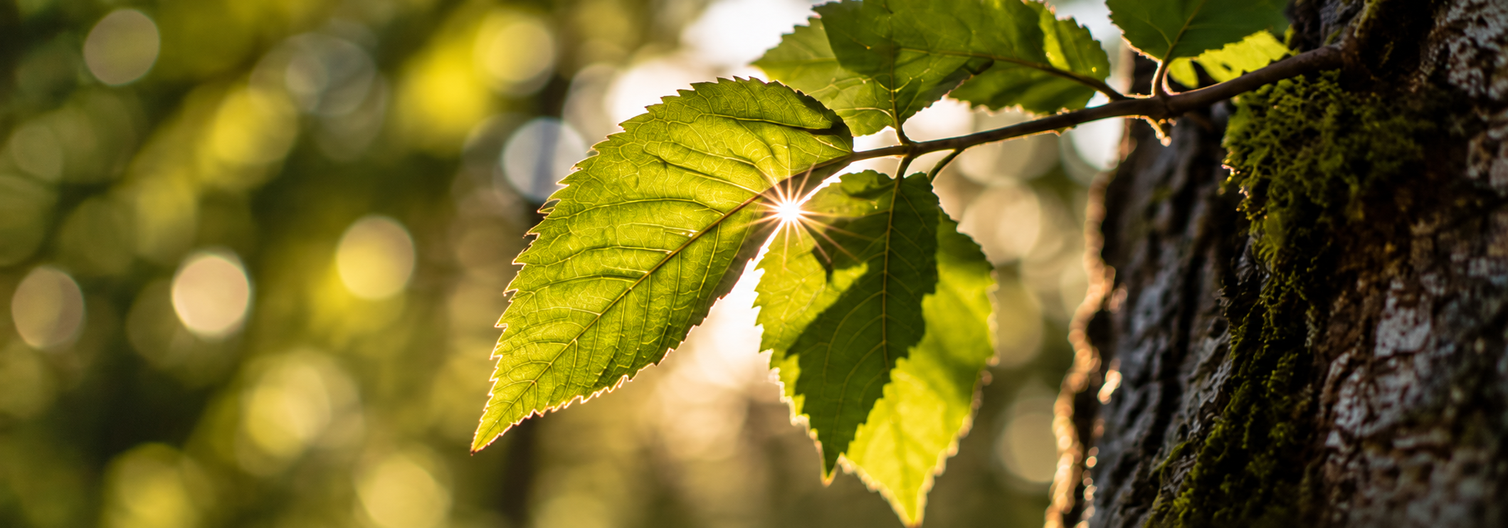 Bewusste Naturwahrnehmung – Sonnenlicht zwischen Blättern